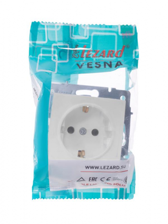 Розетка 1-м СП Vesna с заземл. защ. шторки ПБТ механизм бел. LEZARD 742-0288-124B Розетка 1-м СП Vesna с заземл. защ. шторки ПБТ механизм бел. LEZARD 742-0288-124B