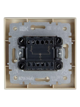 Выключатель 2-кл. СП BRITE ВСР10-2-0-БрКр 10А в сборе беж. IEK BR-V20-0-10-K10-F