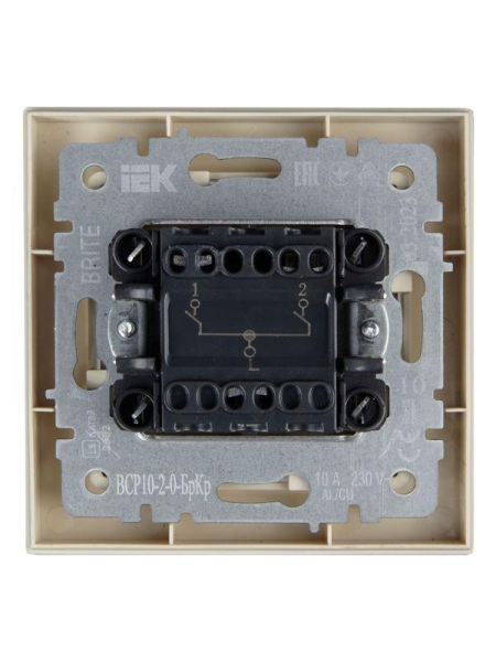Выключатель 2-кл. СП BRITE ВСР10-2-0-БрКр 10А в сборе беж. IEK BR-V20-0-10-K10-F