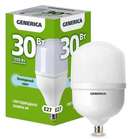Лампа светодиодная HP 30Вт 6500К E27 230В GENERICA LL-HP-30-230-65-E27-G Лампа светодиодная HP 30Вт 6500К E27 230В GENERICA LL-HP-30-230-65-E27-G