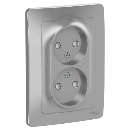 Розетка 2-м СП Blanca 16А IP20 250В без заземл. защ. шторки алюм. SE BLNRS000123 Розетка 2-м СП Blanca 16А IP20 250В без заземл. защ. шторки алюм. SE BLNRS000123