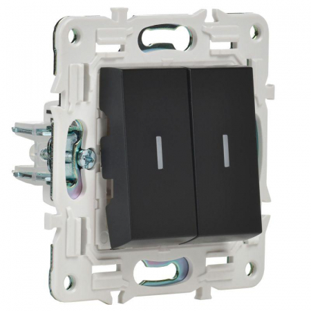 Выключатель 2-кл. SKANDY 10А SK-V09Bl с индикацией черн. IEK SK-V20-1-10-K02