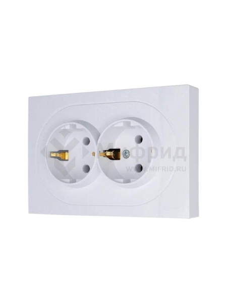 Розетка 2-м СП OSEN с заземл. ПБТ механизм бел. LEZARD 743-0200-127B