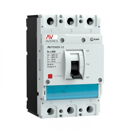Выключатель автоматический 3п 63А 35кА AV POWER-1/3 TR AVERES EKF mccb-13-63-TR-av Выключатель автоматический 3п 63А 35кА AV POWER-1/3 TR AVERES EKF mccb-13-63-TR-av