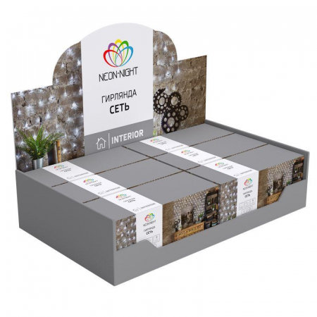 Гирлянда светодиодная "Сеть" 1.8х1.5м 180LED тепл. бел. 15Вт IP20 провод прозр. ПВХ Neon-Night 215-136 Гирлянда светодиодная "Сеть" 1.8х1.5м 180LED тепл. бел. 15Вт IP20 провод прозр. ПВХ Neon-Night 215-136