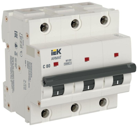 Выключатель автоматический модульный 3п C 80А M10H ARMAT IEK AR-M10H-3-C080 Выключатель автоматический модульный 3п C 80А M10H ARMAT IEK AR-M10H-3-C080