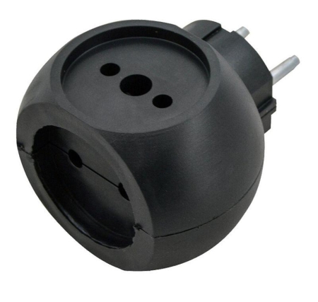 Разветвитель сетевой 10А (тройник) шар РВ-043 10А Si 1/3С-Bl черн. Volsten 13919 Разветвитель сетевой 10А (тройник) шар РВ-043 10А Si 1/3С-Bl черн. Volsten 13919