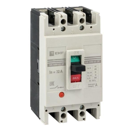 Выключатель автоматический 3п 63/32А 25кА ВА-99М PROxima EKF mccb99-63-32m Выключатель автоматический 3п 63/32А 25кА ВА-99М PROxima EKF mccb99-63-32m