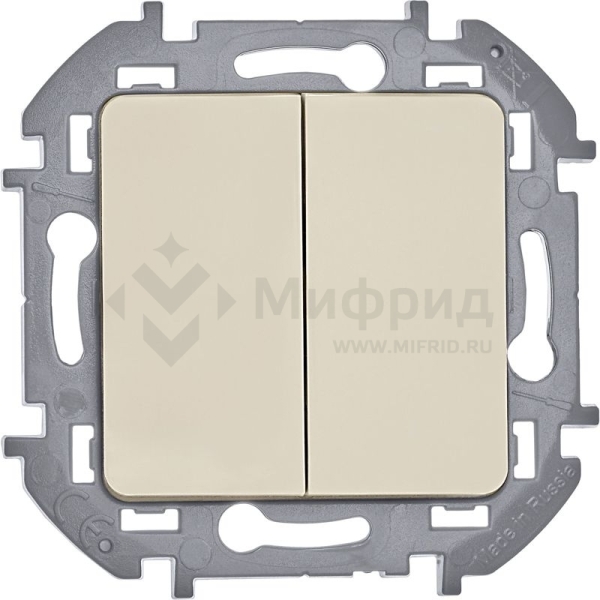 Выключатель 2-кл. 1п 1мод. СП Inspiria 10А IP20 250В 10AX механизм сл. кость IEK 673621