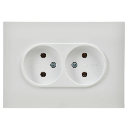 Розетка 2-м SKANDY 10А без заземл. без защ. шторок в сборе SK-R10W арктич. бел. IEK SK-R20-10-K01-F