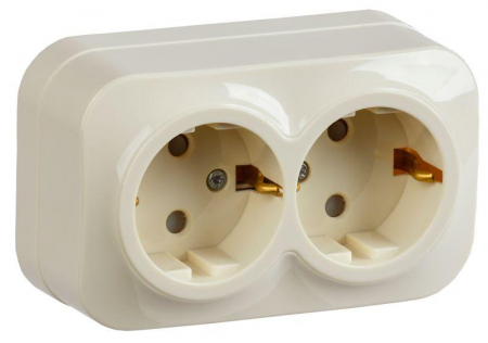 Розетка 2-м ОП GLORY РСш22-3-ХК 16А с заземл. защ. шторки крем. IEK ERH24-K33-16 Розетка 2-м ОП GLORY РСш22-3-ХК 16А с заземл. защ. шторки крем. IEK ERH24-K33-16