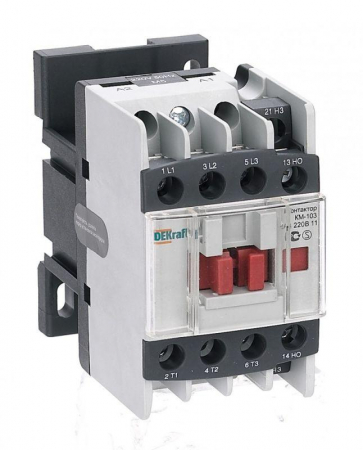 Контактор КМ-103 12А кат. 220В AC 1НО+1НЗ AC-3 DEKraft 22108DEK Контактор КМ-103 12А кат. 220В AC 1НО+1НЗ AC-3 DEKraft 22108DEK