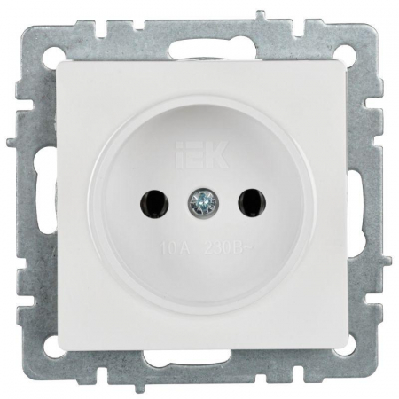 Розетка BRITE РС10-1-0-БрБ 10А без заземл. без защ. шторок механизм бел. IEK BR-R10-10-K01