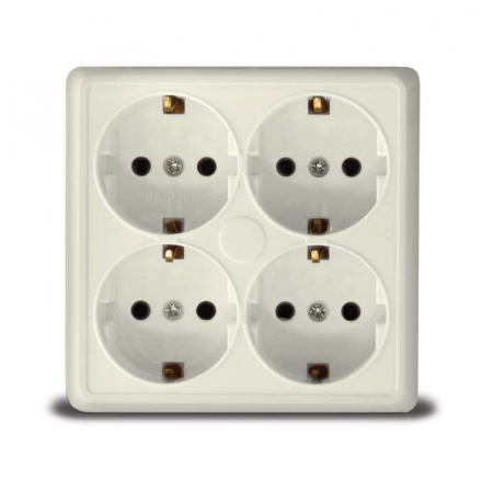 Розетка 4-м ОП Олимп с заземл. квадрат сл. кость UNIVersal 1171 Розетка 4-м ОП Олимп с заземл. квадрат сл. кость UNIVersal 1171