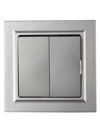 Выключатель 2-кл. СП BRITE ВСР10-2-0-БрС 10А в сборе сталь IEK BR-V20-0-10-K46-F