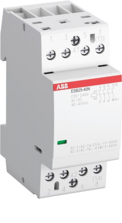 Контактор ESB25-40N-01 модульный (25А АС-1 4НО) катушка 24В AC/DC ABB 1SAE231111R0140 Контактор ESB25-40N-01 модульный (25А АС-1 4НО) катушка 24В AC/DC ABB 1SAE231111R0140