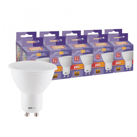 Лампа светодиодная PLED-SP 7Вт PAR16 3000К тепл. бел. GU10 230В 50Гц (уп.10шт) JazzWay 1034274 Лампа светодиодная PLED-SP 7Вт PAR16 3000К тепл. бел. GU10 230В 50Гц (уп.10шт) JazzWay 1034274