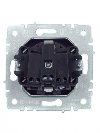 Розетка 1-м СП BRITE РС14-1-0-БрС 16А с заземл. защ. шторки механизм сталь IEK BR-R14-16-K46 Розетка 1-м СП BRITE РС14-1-0-БрС 16А с заземл. защ. шторки механизм сталь IEK BR-R14-16-K46
