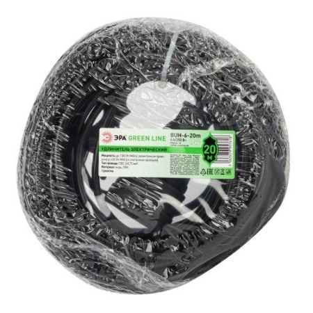 Удлинитель-шнур 1х0м без заземл. ПВС 2х0.75 GREEN LINE BUH-6-20m Эра Б0065138 Удлинитель-шнур 1х0м без заземл. ПВС 2х0.75 GREEN LINE BUH-6-20m Эра Б0065138