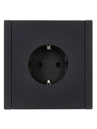 Розетка СП FORTE&PIANO FP113 16А с заземл. защ. шторки безвинт. крепл. черн. IEK FP-R14-16-1-K02