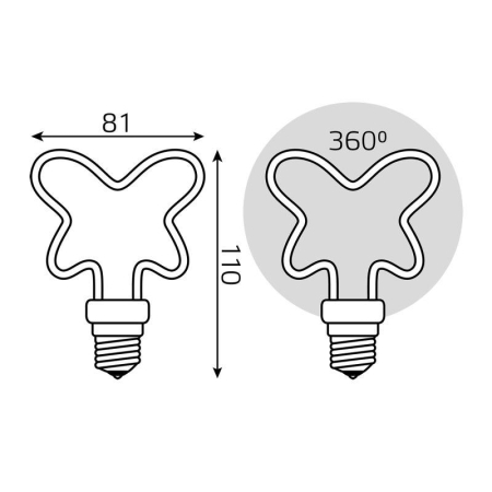 Лампа светодиодная филаментная Filament Artline 4Вт Butterfly матов. 2700К тепл. бел. Е27 330лм milky GAUSS 1001802104