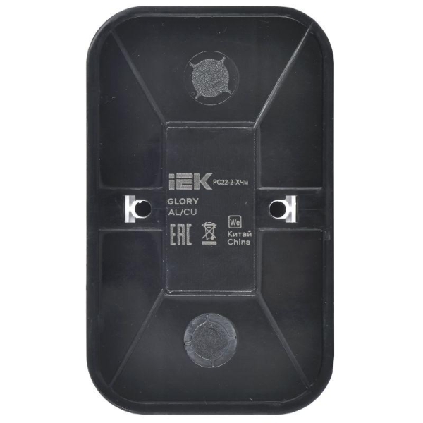 Розетка 2-м ОП GLORY РС22-2-ХЧм 10А без заземл. без защ. шторок черн. матов. IEK ERH20-K02M-10