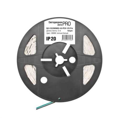 Лента светодиодная 71 703 NLS-3528WW60-4.8-IP20-12V-Pro R5 4.8Вт/м (уп.5м) тепл. бел. Navigator 71703
