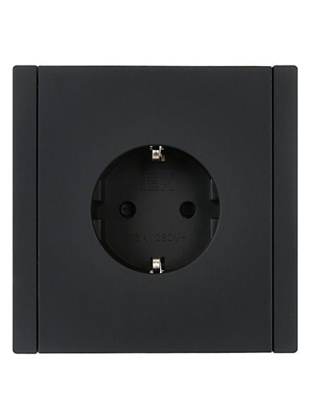 Розетка СП FORTE&PIANO FP115 16А с заземл. защ. шторки винт. крепл. черн. IEK FP-R14-16-K02