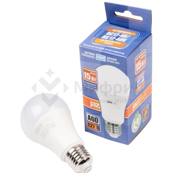 Лампа светодиодная низковольтная PLED-A60 MO 15Вт 6500К холод. бел. E27 12-48В AC/DC Pro JazzWay 5050594