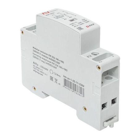 Контактор модульный КМ 25А 1NC+1NO 230VAC (1 мод.) AVERES EKF km-av-1-25-11-230V Контактор модульный КМ 25А 1NC+1NO 230VAC (1 мод.) AVERES EKF km-av-1-25-11-230V