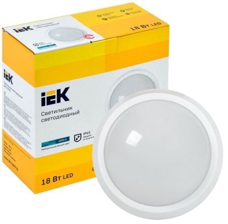 Светильник светодиодный ДПО 5050 18Вт 4000К IP65 круг бел. IEK LDPO0-5050-18-4000-K01
