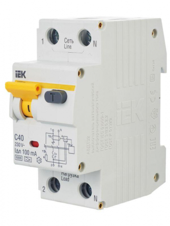 Выключатель автоматический дифференциального тока 2п (1P+N) C 40А 100мА тип A 6кА АВДТ-32 KARAT IEK MAD22-5-040-C-100