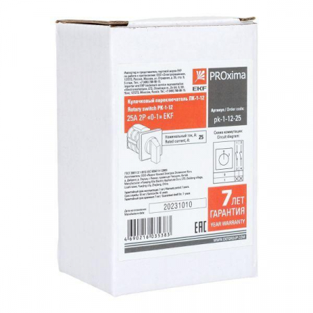 Переключатель кулачковый ПК-1-12 2П 25А "0-1" EKF pk-1-12-25