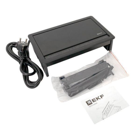 Блок розеточный встраиваемый настольный выдвижной 8 мод. черн. C-Line EKF cl-vnbv-8-b