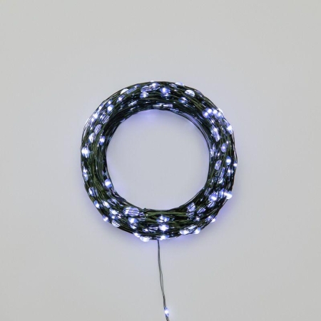Гирлянда светодиодная "Роса" 50м 500LED бел. IP20 230В с контроллером провод зел. Neon-Night 303-285