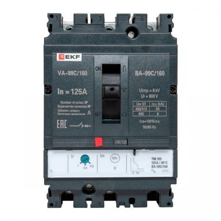 Выключатель автоматический 3п 160/125А 36кА ВА-99C Compact NS PROxima EKF mccb99C-160-125 Выключатель автоматический 3п 160/125А 36кА ВА-99C Compact NS PROxima EKF mccb99C-160-125