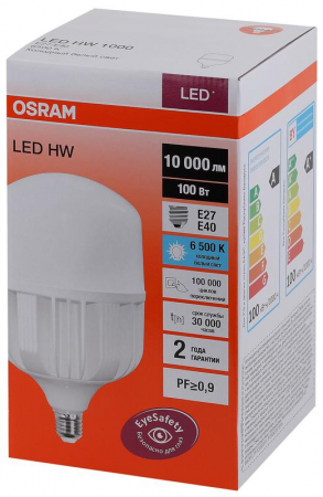 Лампа светодиодная высокомощная LED HW 100Вт T матовая 6500К холод. бел. E27 10000лм 140-265В с адаптером E40 угол пучка 200град. PF>/=09 (замена 1000Вт) OSRAM 4058075577015 Лампа светодиодная высокомощная LED HW 100Вт T матовая 6500К холод. бел. E27 10000лм 140-265В с адаптером E40 угол пучка 200град. PF>/=09 (замена 1000Вт) OSRAM 4058075577015