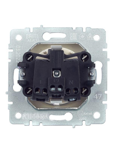 Розетка BRITE РС11-1-0-БрА 16А с заземл. без защ. шторки механизм алюм. IEK BR-R11-16-K47 Розетка BRITE РС11-1-0-БрА 16А с заземл. без защ. шторки механизм алюм. IEK BR-R11-16-K47