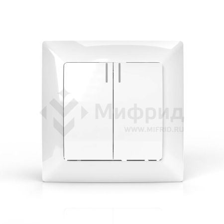 Выключатель 2-кл. СП AVA 10А IP20 с индикатором в сборе бел. TOKOV ELECTRIC TKL-AV-V2IF-C01