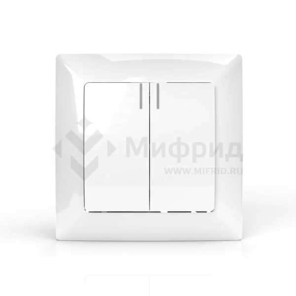 Выключатель 2-кл. СП AVA 10А IP20 с индикатором в сборе бел. TOKOV ELECTRIC TKL-AV-V2IF-C01