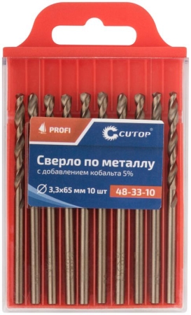 Набор сверл по металлу Profi 3.3х65мм с кобальтом 5проц. (уп.10шт) Cutop 48-33-10 Набор сверл по металлу Profi 3.3х65мм с кобальтом 5проц. (уп.10шт) Cutop 48-33-10