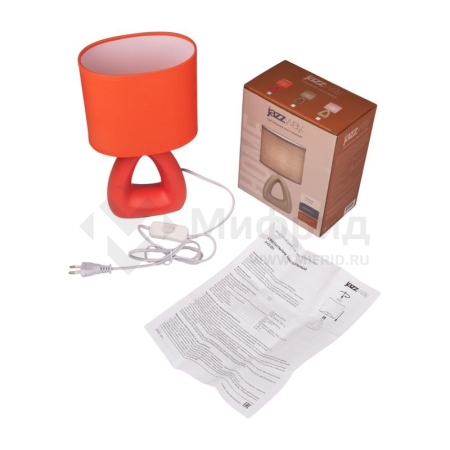 Светильник настольный JH2-01-og E14 IP20 170х100х300мм керамика; ткань; PVC-пластик оранж. JazzWay 5062290