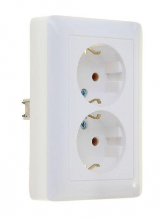 Розетка 2-м СП Хит 16А 250В с заземл. без защ. шторок бел. SE RS16-236-B Розетка 2-м СП Хит 16А 250В с заземл. без защ. шторок бел. SE RS16-236-B