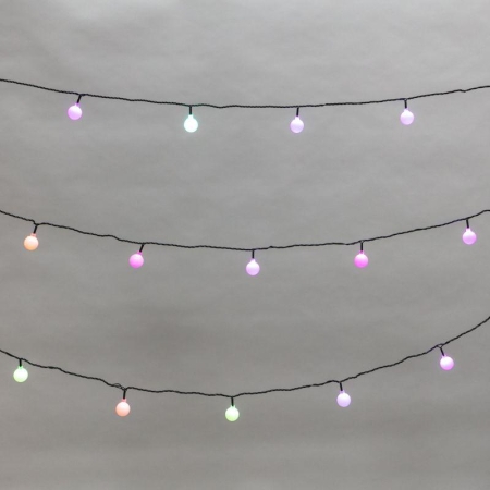 Гирлянда светодиодная "Шарики" 5м d25мм 25LED RGB ПВХ темн. зел. Neon-Night 303-550