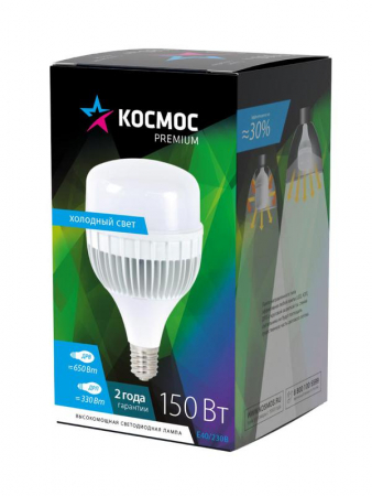 Лампа светодиодная KOSMOS premium HWLED 150Вт 6500К E40 220В КОСМОС KHWLED150WE4065 Лампа светодиодная KOSMOS premium HWLED 150Вт 6500К E40 220В КОСМОС KHWLED150WE4065