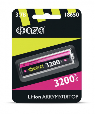 Аккумулятор 18650 3.7В Li-Ion 3200мА.ч без платы защиты BL-1 ФАZА 5037793 Аккумулятор 18650 3.7В Li-Ion 3200мА.ч без платы защиты BL-1 ФАZА 5037793