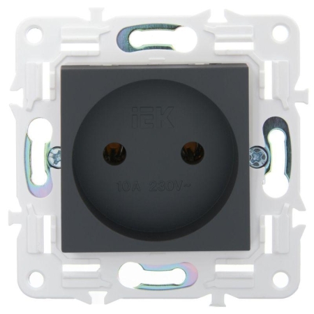 Розетка SKANDY 10А без заземл. без защ. шторок SK-R02G графит IEK SK-R10-10-K53