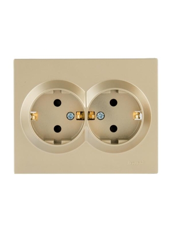 Розетка двойная VESNA с защитой от детей ПБТ зол. LEZARD 742-3600-178B Розетка двойная VESNA с защитой от детей ПБТ зол. LEZARD 742-3600-178B