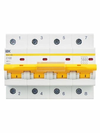 Выключатель автоматический модульный 4п C 100А 10кА ВА47-100 KARAT IEK MVA40-4-100-C Выключатель автоматический модульный 4п C 100А 10кА ВА47-100 KARAT IEK MVA40-4-100-C