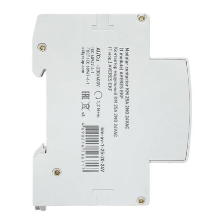 Контактор модульный КМ 25А 2NО 24В AC (1 мод.) AVERES EKF km-av-1-25-20-24V Контактор модульный КМ 25А 2NО 24В AC (1 мод.) AVERES EKF km-av-1-25-20-24V